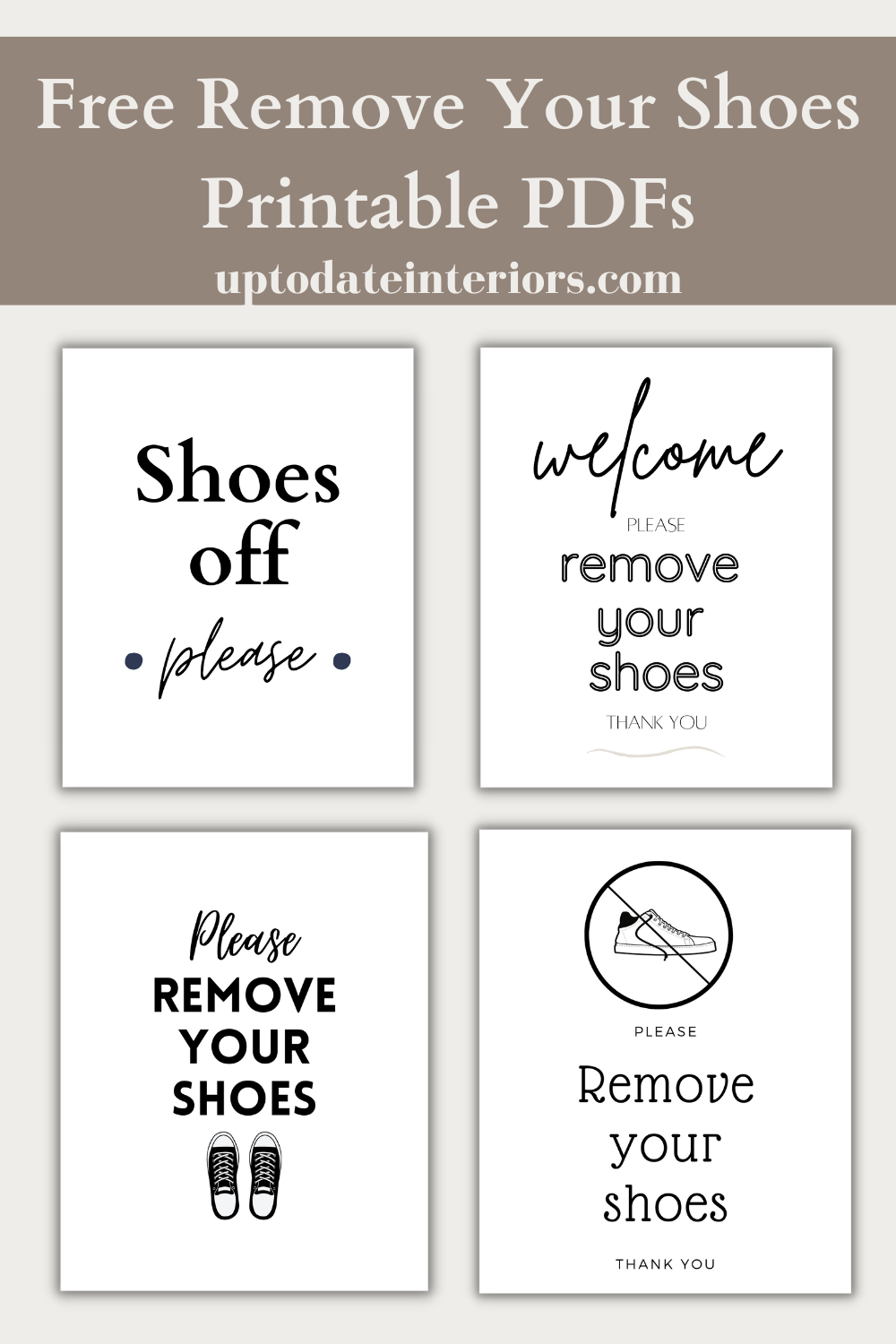 Simplistic And Modern Free Printable Shoes Off Signs -