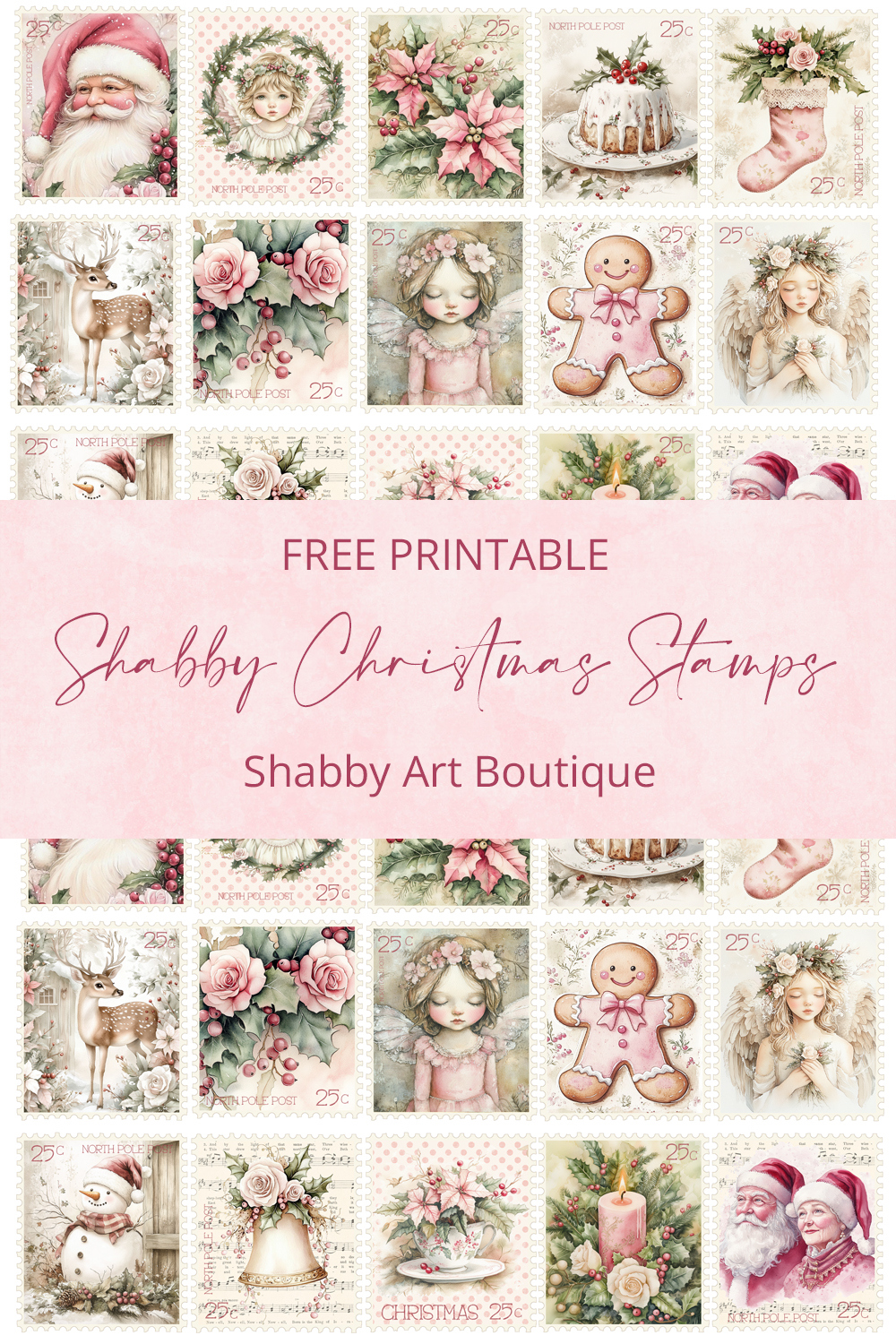 Simply Christmas: Free Printable Shabby Christmas Stamps - Shabby