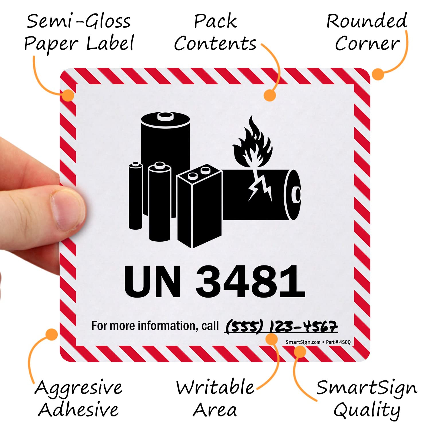SmartSign Pack of "UN " Lithium Battery Labels on a Roll SmartSign Pack of "UN " Lithium Battery Labels on a Roll