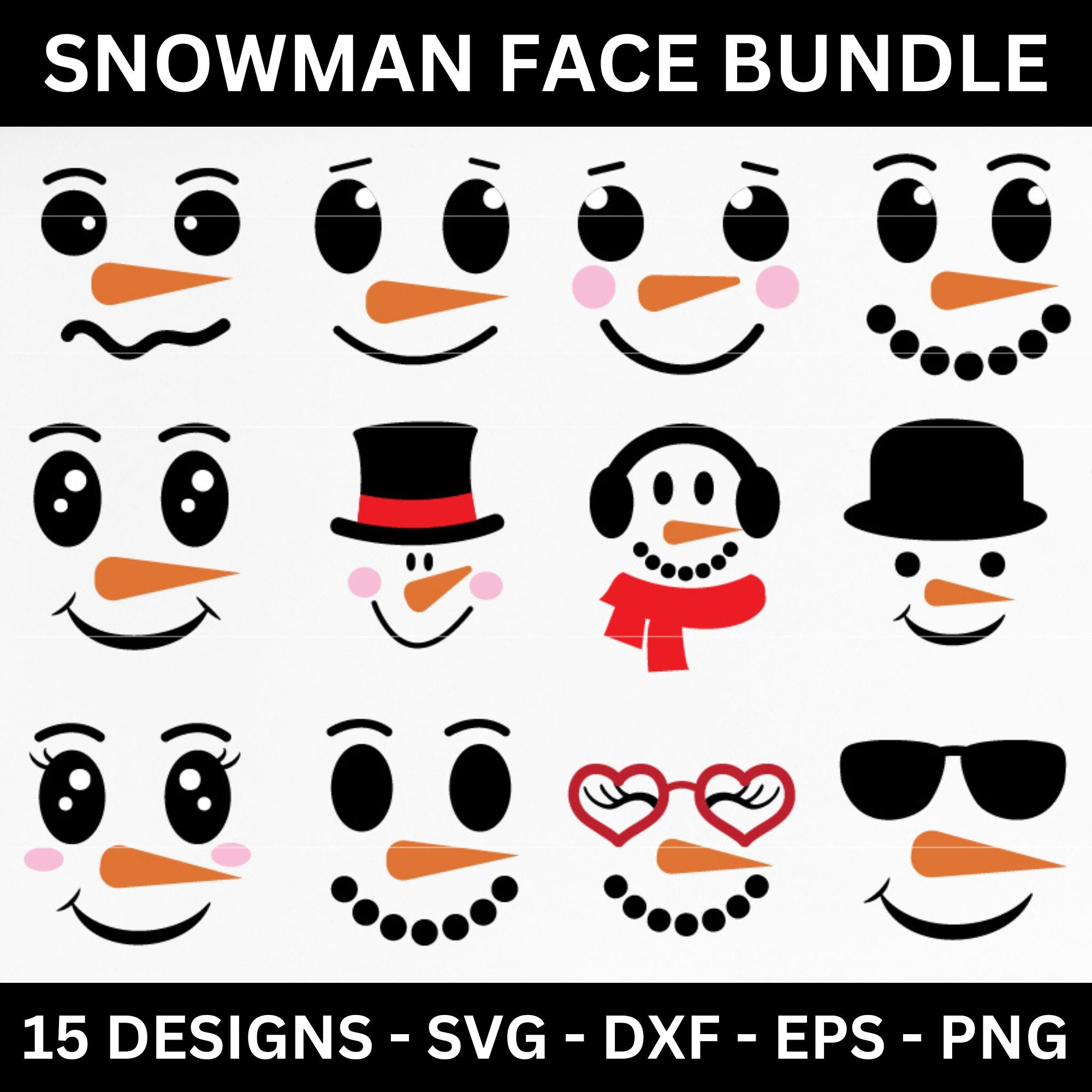 Snowman Faces SVG Bundle - Free and Premium Files