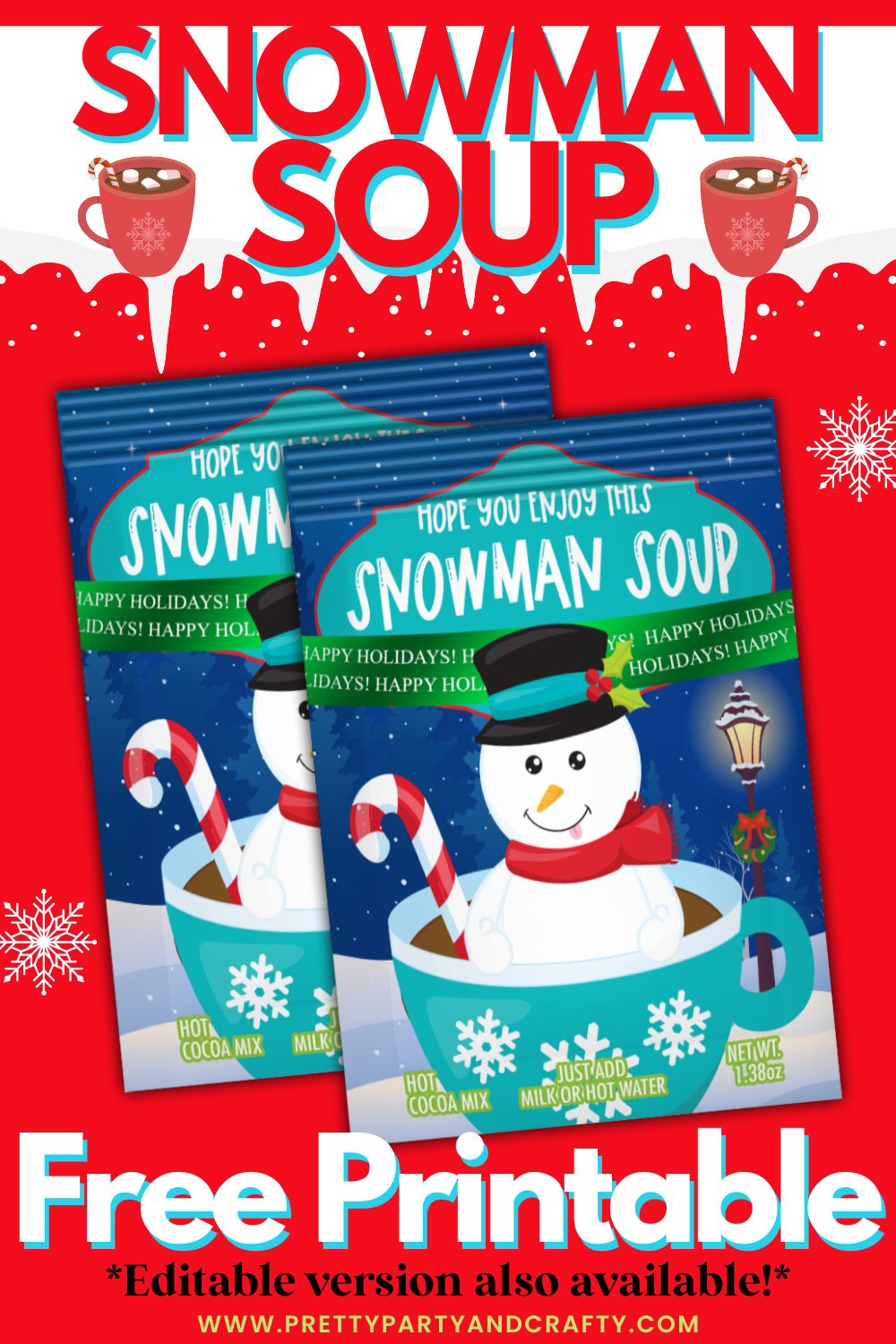 Snowman Soup Printable - Pretty Party & Crafty