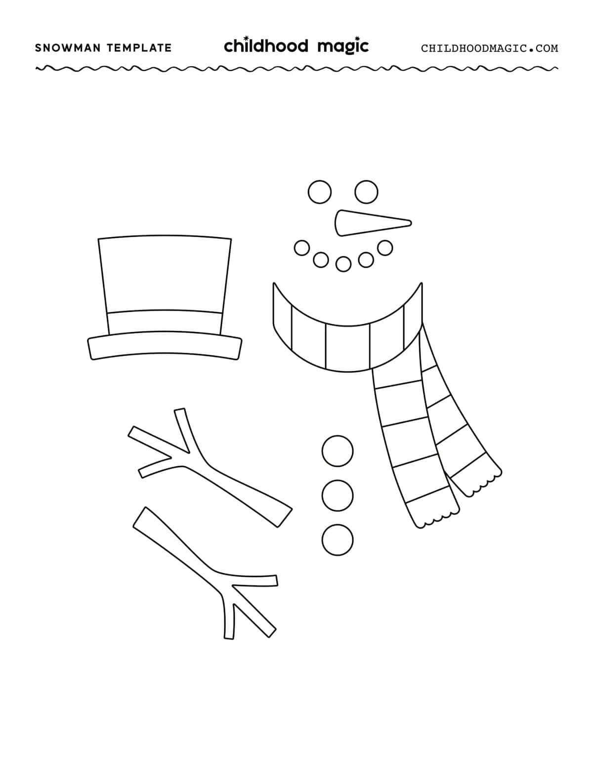 Snowman Template- Free Printable - Childhood Magic Snowman Template- Free Printable - Childhood Magic