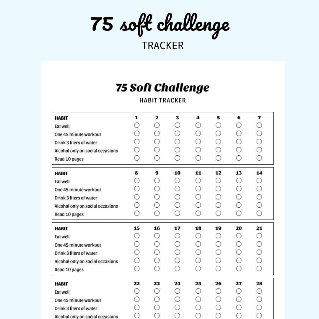 Soft Challenge Tracker Vorlage - printable / digitaler Download