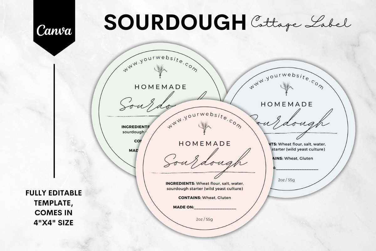 Sourdough Cottage Food Label Canva Template - ()
