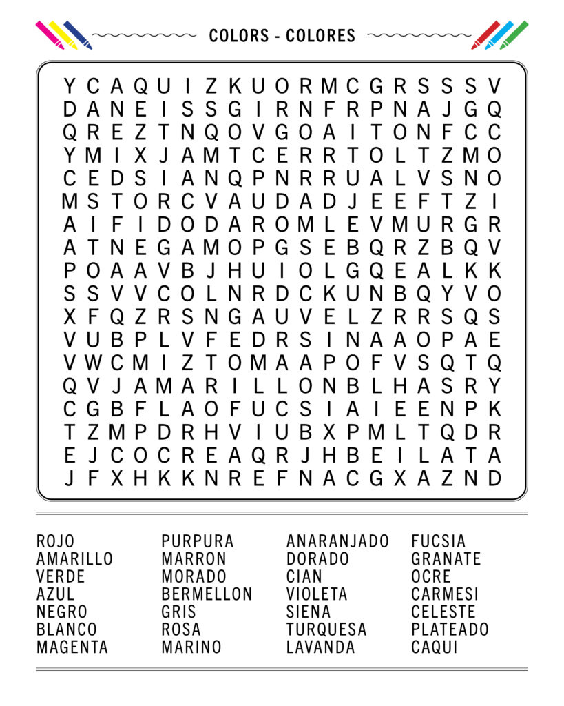 ▷ Spanish Colors Word Search - Free Printable to Learn the Colors ▷ Spanish Colors Word Search - Free Printable to Learn the Colors