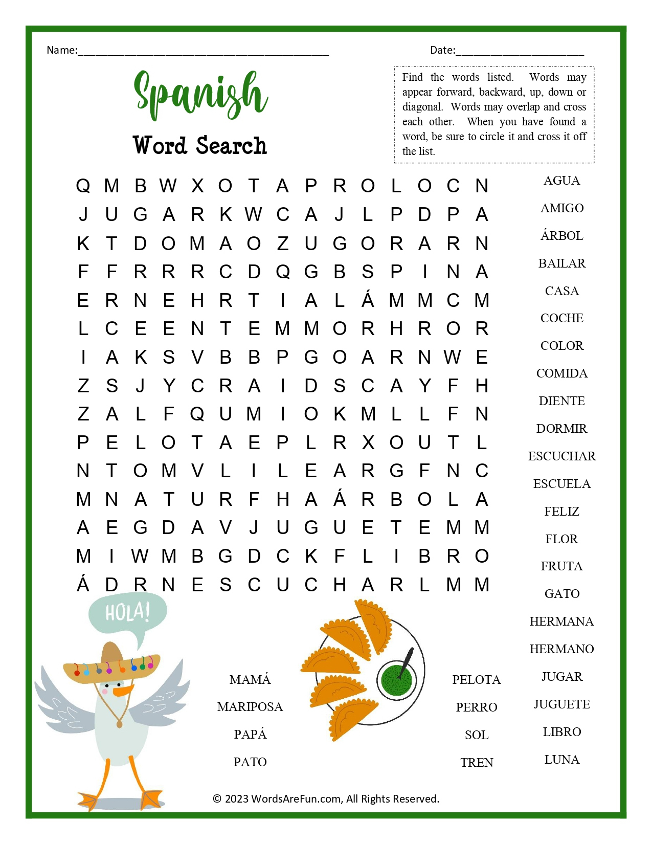 Spanish Word Searches