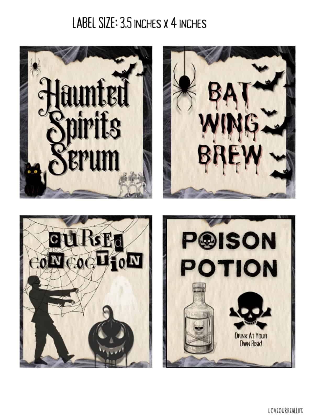 Spooky Halloween Potions Bottle Free Printable Labels ⋆ Love Our