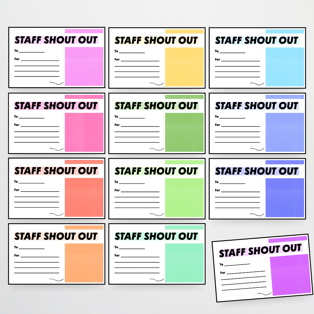 Staff Shout Out Bulletin Board: Free Template - Rainbow Classroom