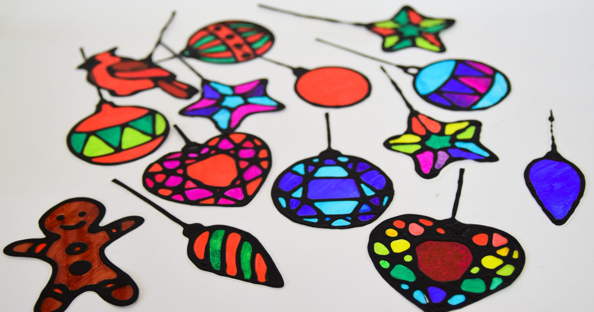 Stained Glass Christmas Suncatchers with Free Printable Templates