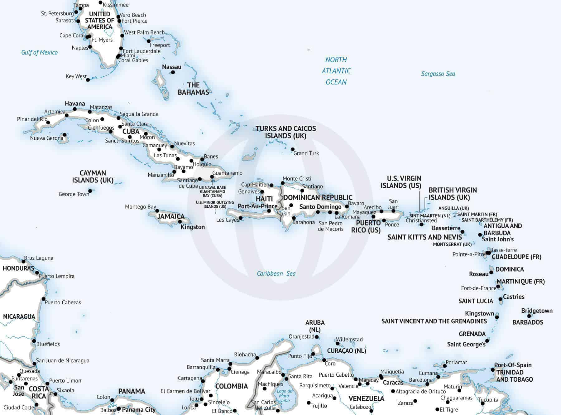 Stock Vector Map of the Caribbean  One Stop Map