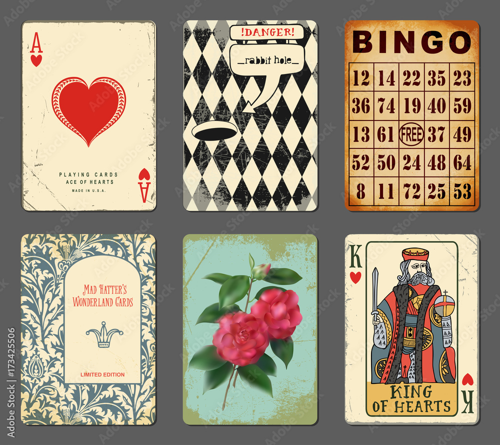 Stock-Vektorgrafik „Wonderland Playing Cards - Set of whimsical