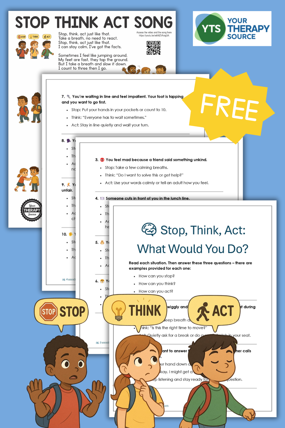 Stop Think Act Impulse Control Free Printables and Song - Your Stop Think Act Impulse Control Free Printables and Song - Your