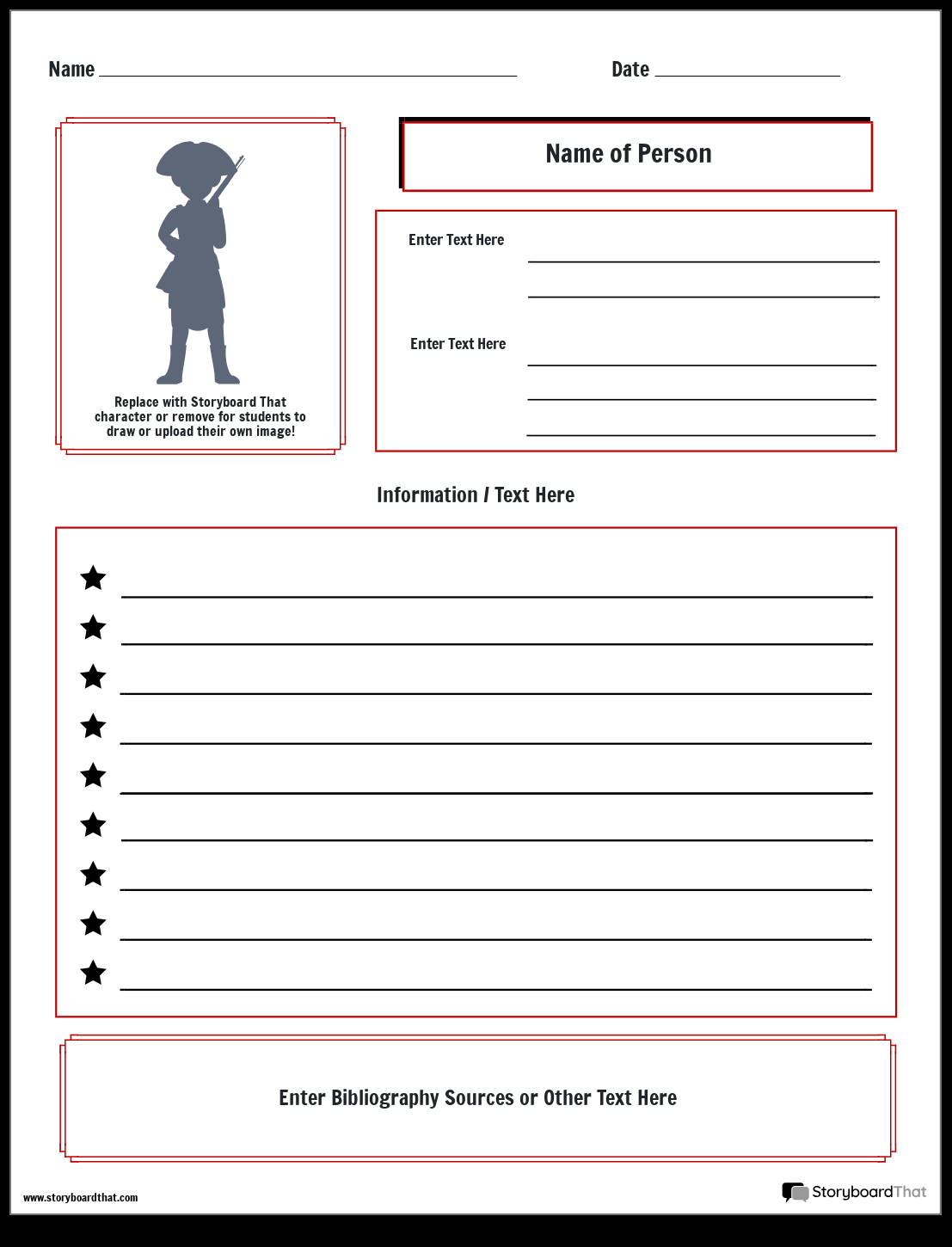 Storyboard That: Biography Worksheet Templates