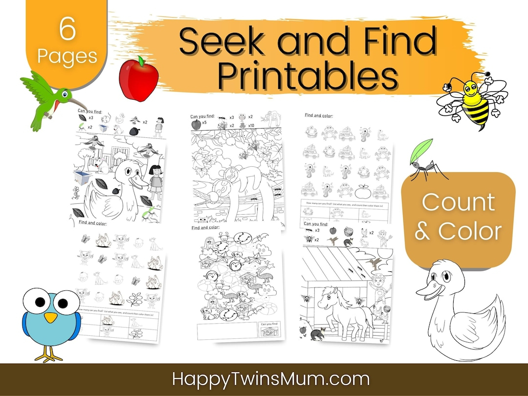 Suche und finde Printables für Kinder -  Wimmelbild für Kinder