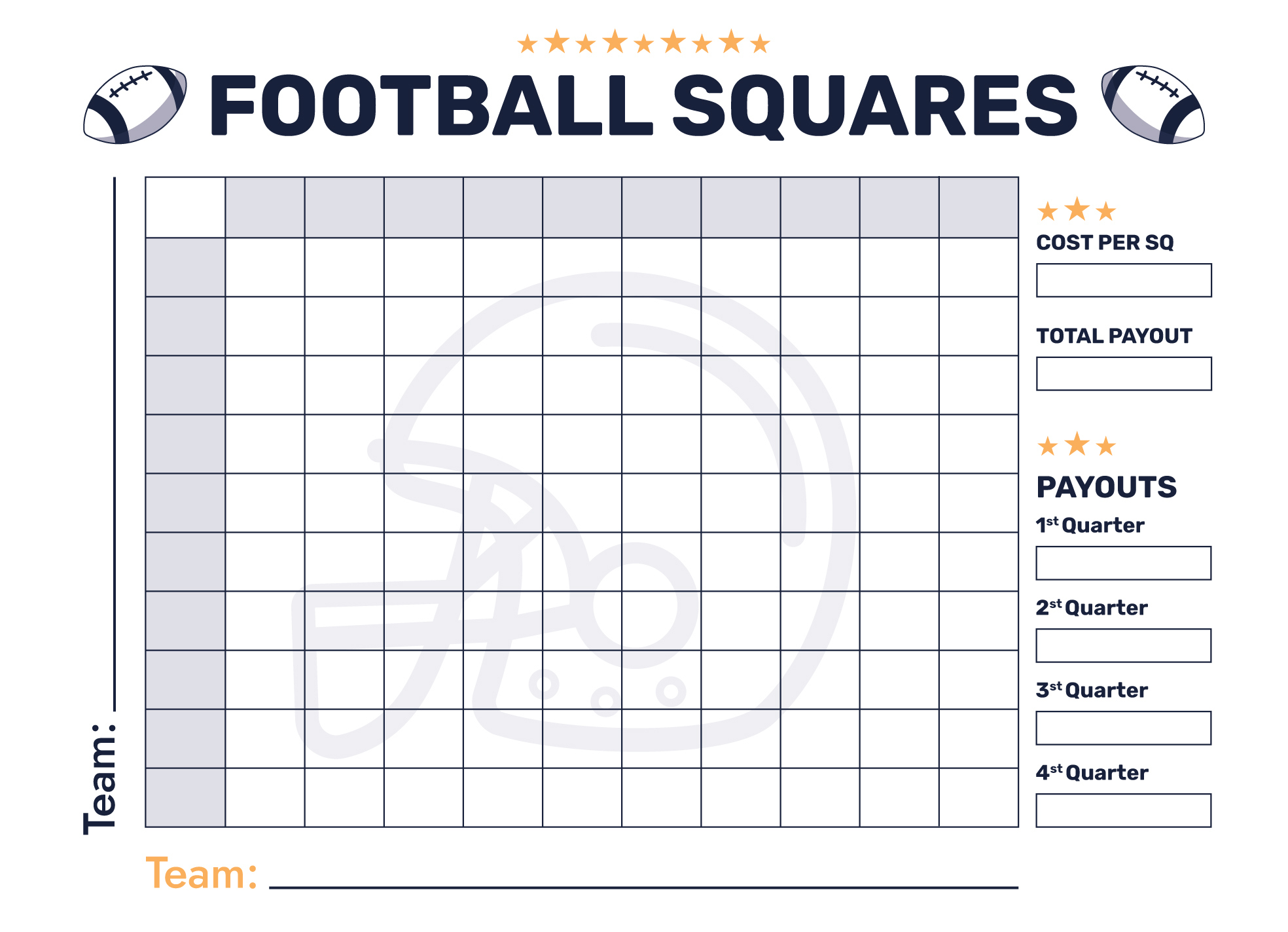 Super Bowl  Squares Free Google Docs Template - gdoc