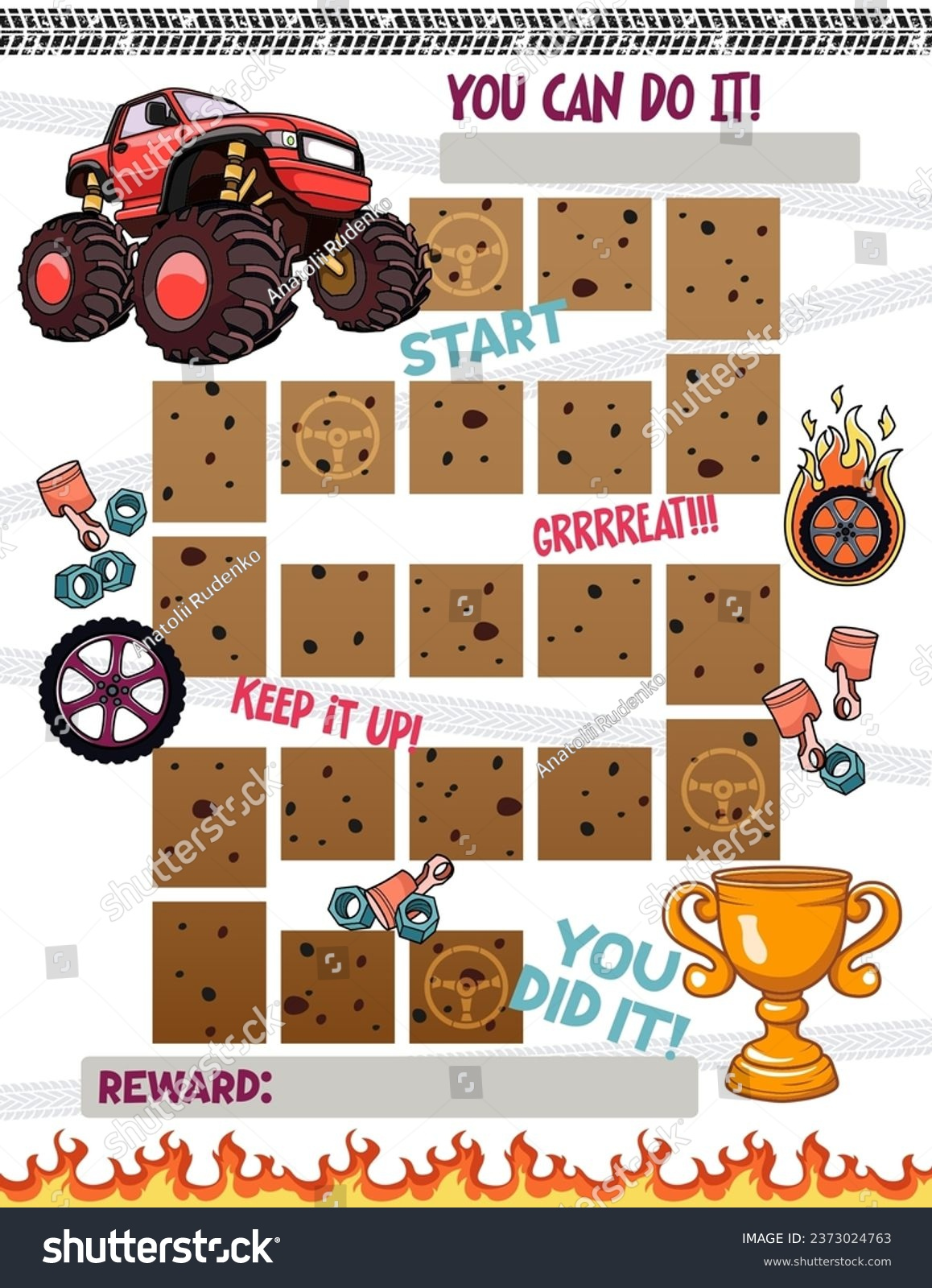 Tabelle der Auszeichnungen für Jungen. Monster-LKW