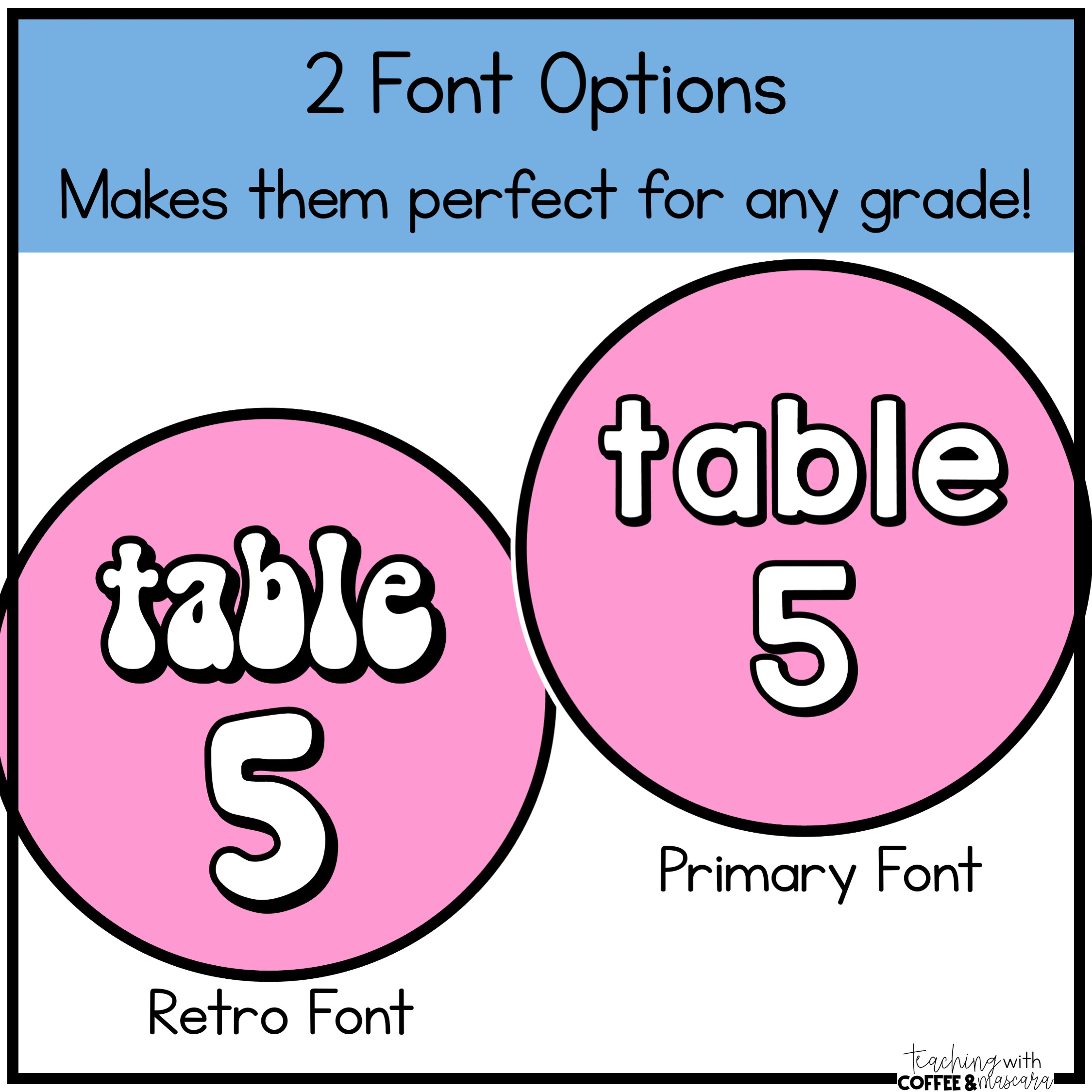 Table Numbers and Group Numbers Retro Bright Rainbow  Made By