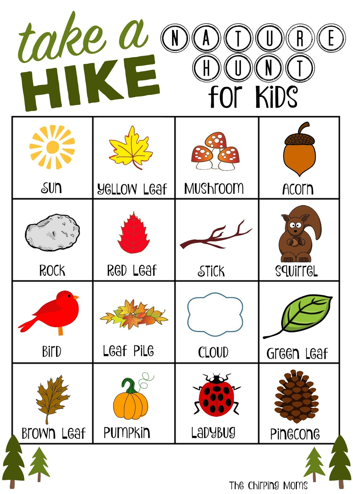 Take a Hike" Nature Hunt (Free Printable) - The Chirping Moms