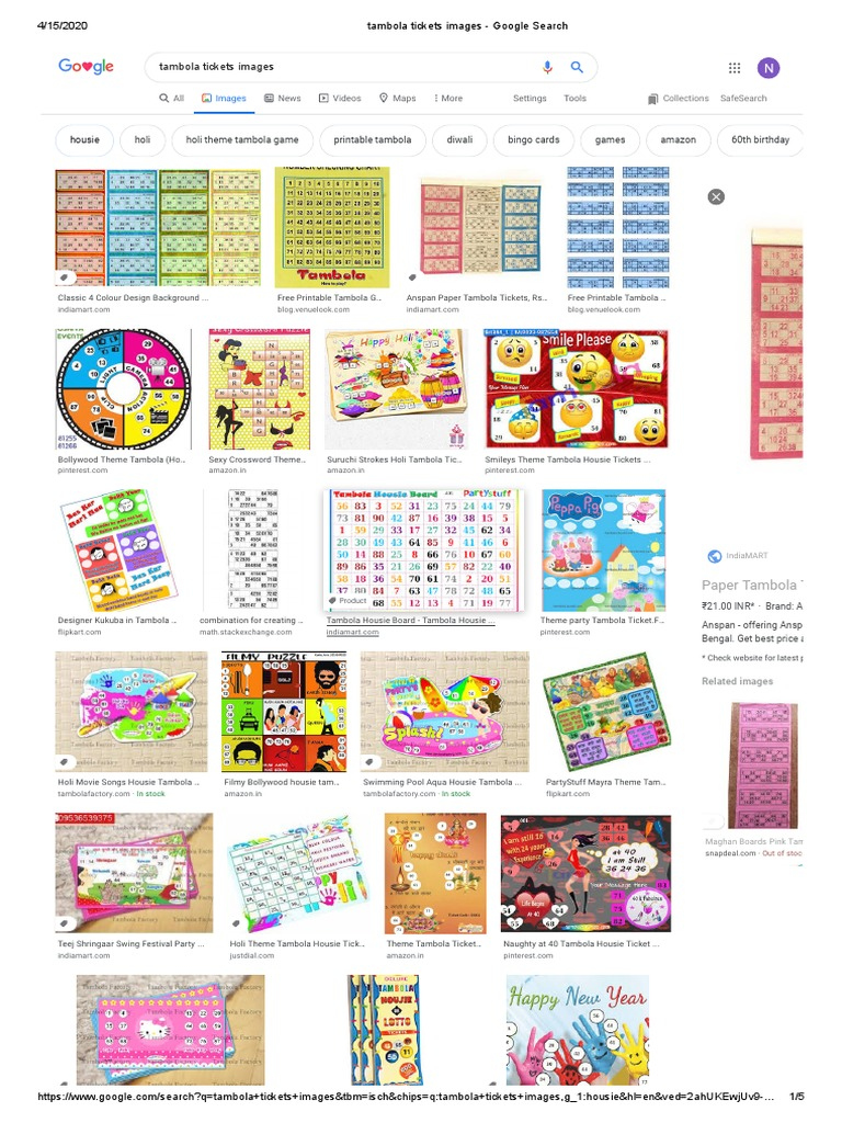 Tambola Tickets Images Google Search  PDF