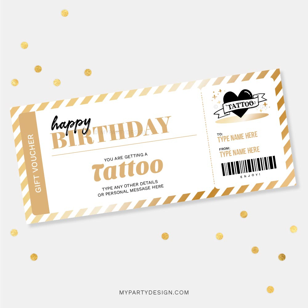 Tattoo Gift Voucher Template, Printable PDF - My Party Design Tattoo Gift Voucher Template, Printable PDF - My Party Design