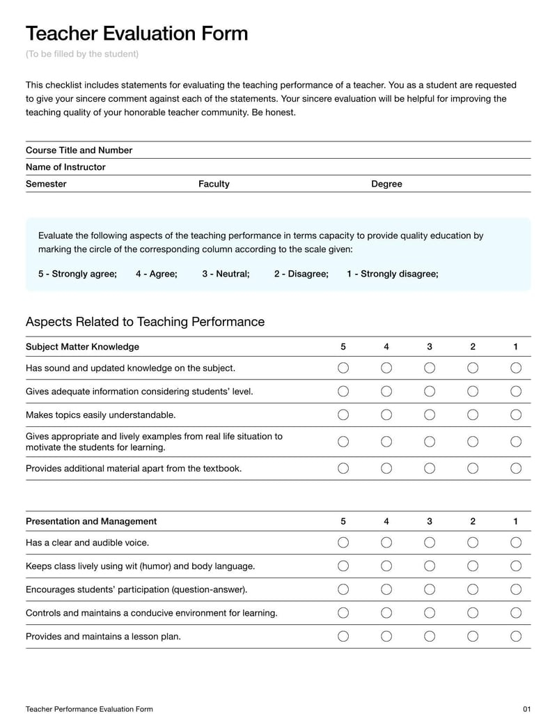 Teacher Evaluation Form Template  Fill and sign with Lumin