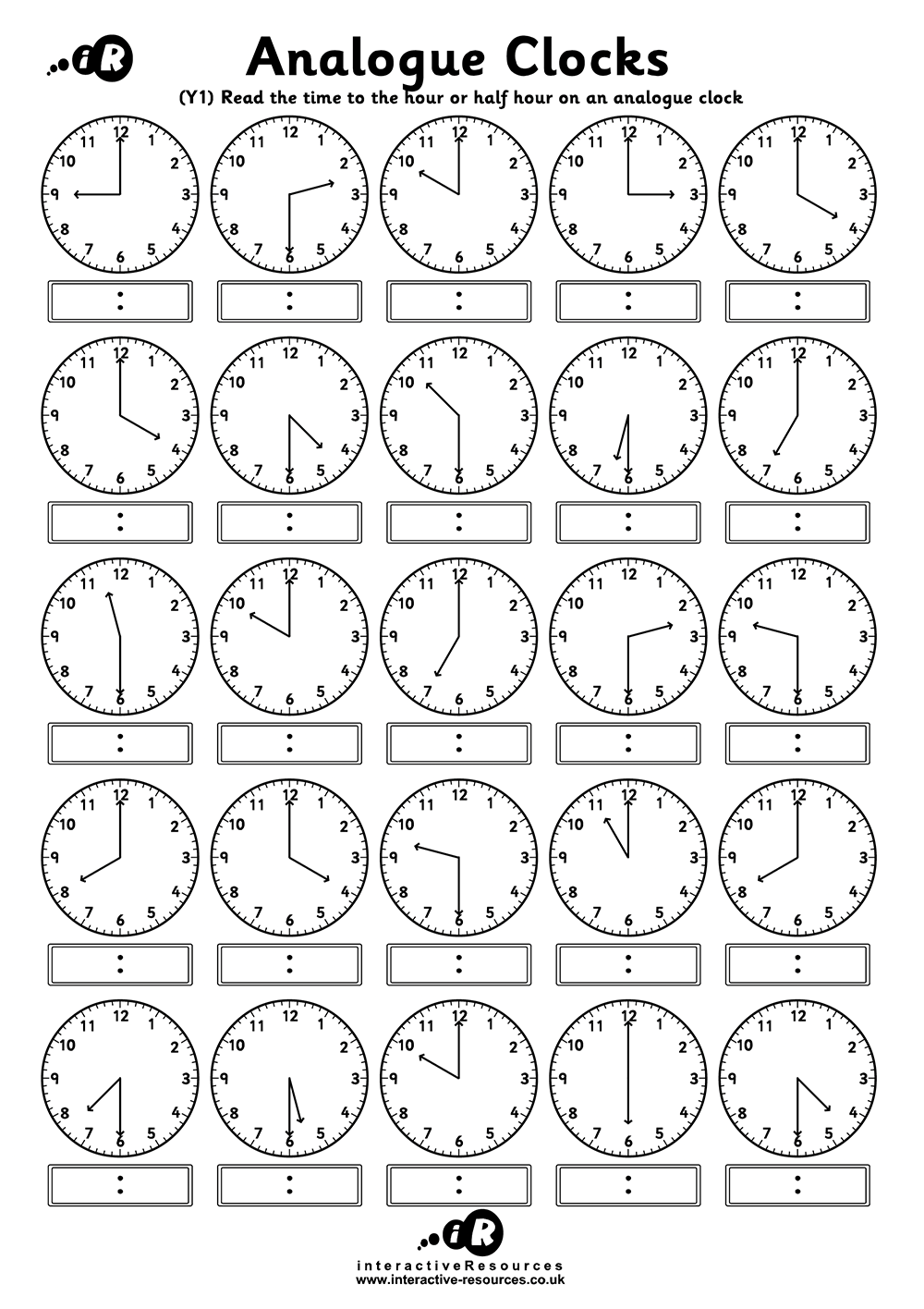 Teaching Time - Free Telling Time Worksheets