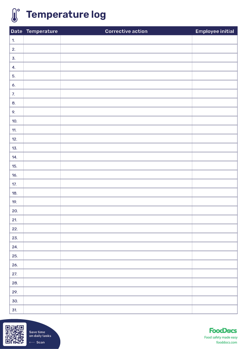 Temperature Log Sheet  Download Free Template