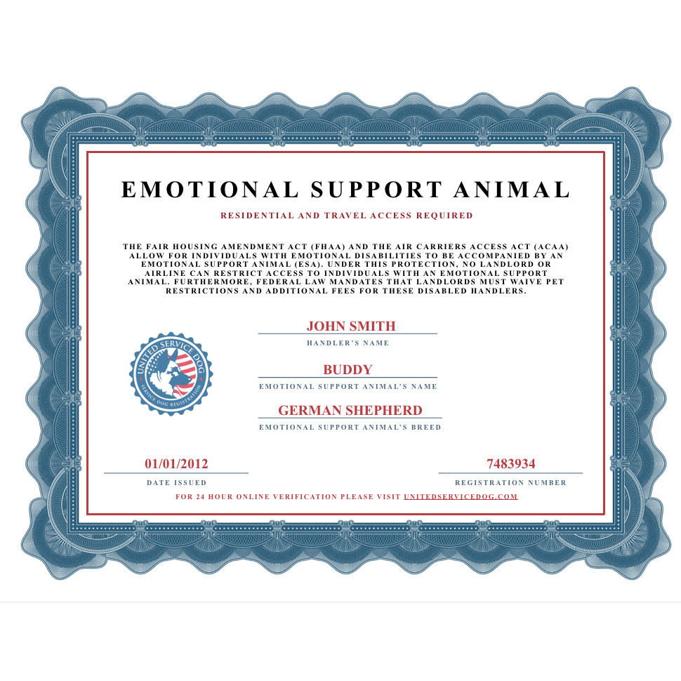 Template Emotional Service Dog Registration Free Certificate Template Emotional Service Dog Registration Free Certificate