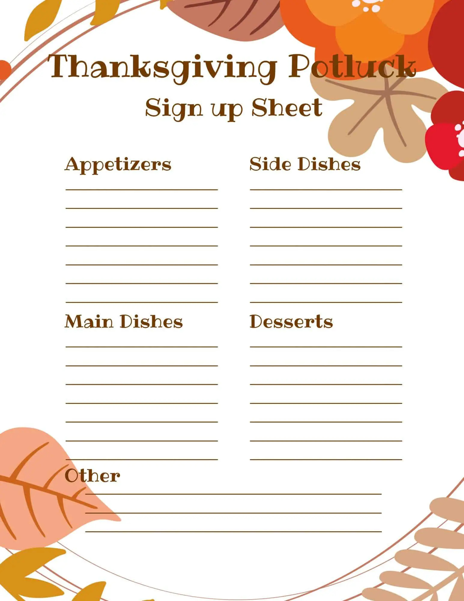 Thanksgiving Potluck Sign Up Sheet - Thanksgiving Potluck Sign Up Sheet -
