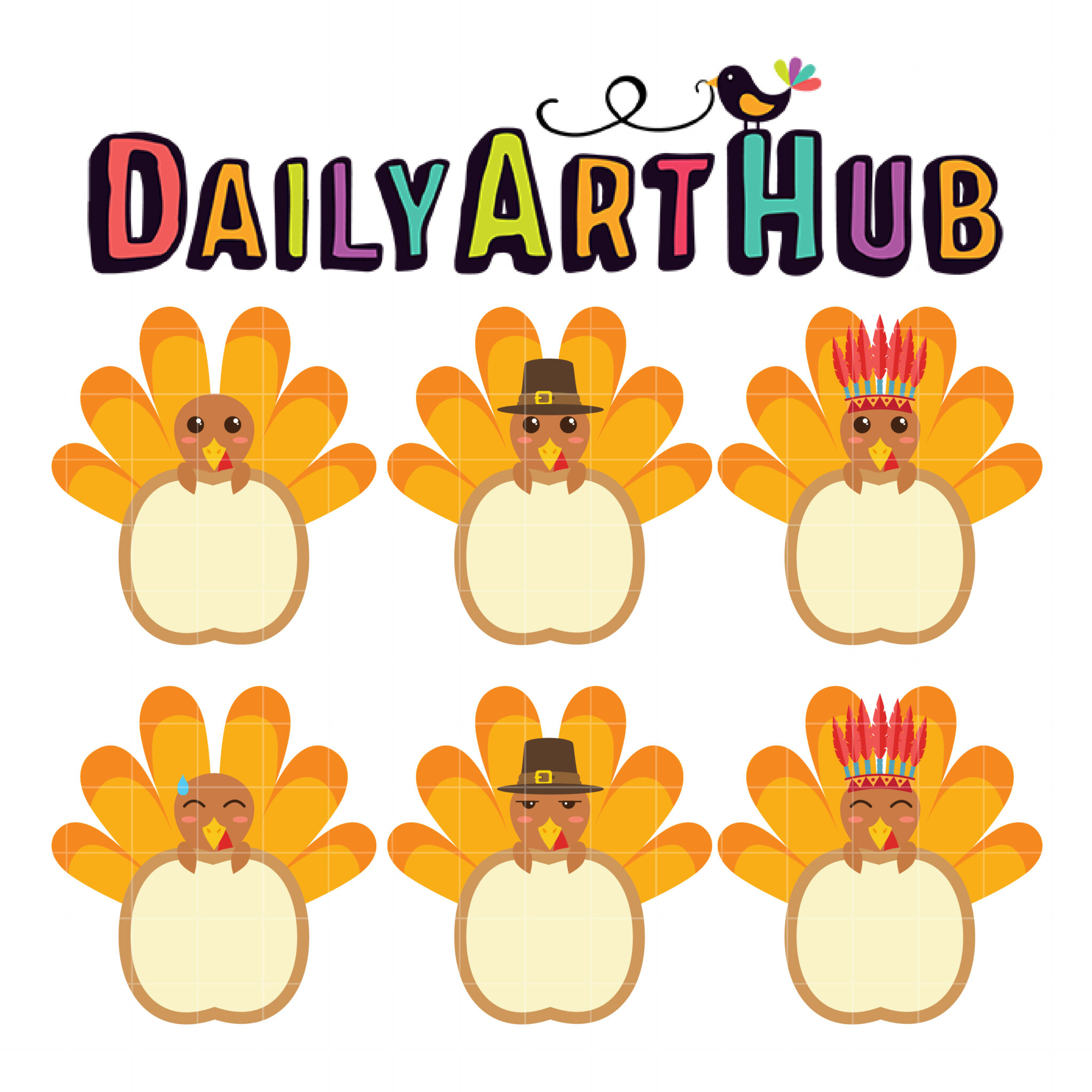 Thanksgiving Turkey Note Clip Art Set – Daily Art Hub // Graphics