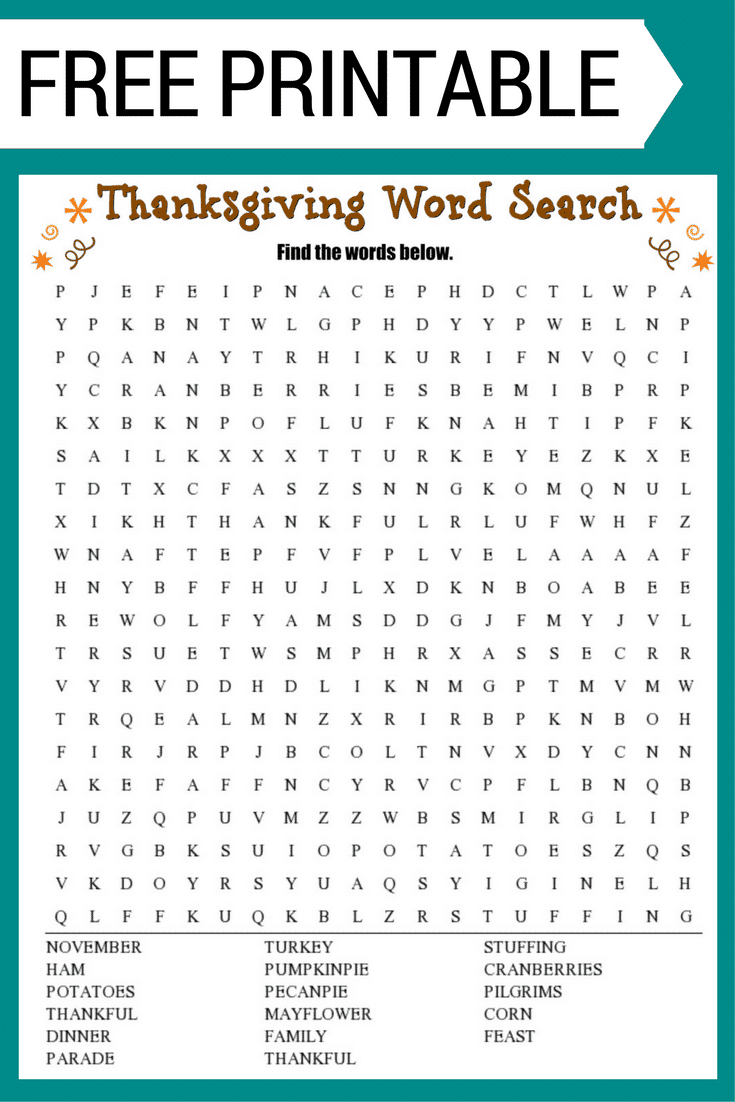 Thanksgiving Word Search (FREE Printable!) Thanksgiving Word Search (FREE Printable!)