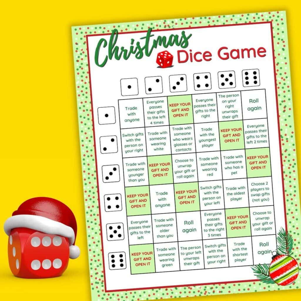 The Christmas Dice Game - A Fun Gift Exchange Printable Game! The Christmas Dice Game - A Fun Gift Exchange Printable Game!