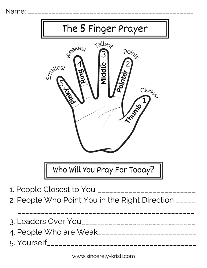 The Five Finger Prayer Method  Free Printables Included