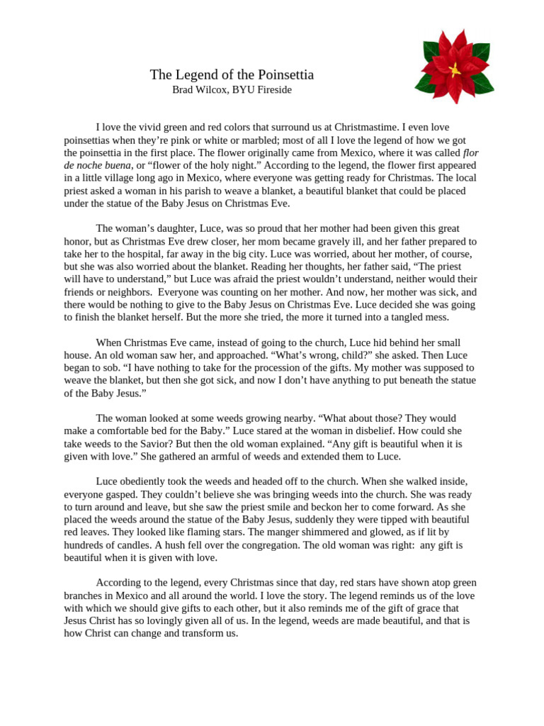 The Legend of The Poinsettia - Edited PDF Jesus Religious The Legend of The Poinsettia - Edited PDF Jesus Religious
