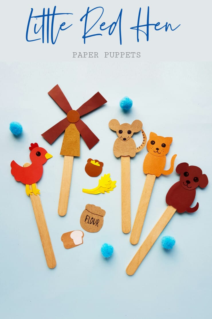 The Little Red Hen Story Puppets - Easy Craft for Kids