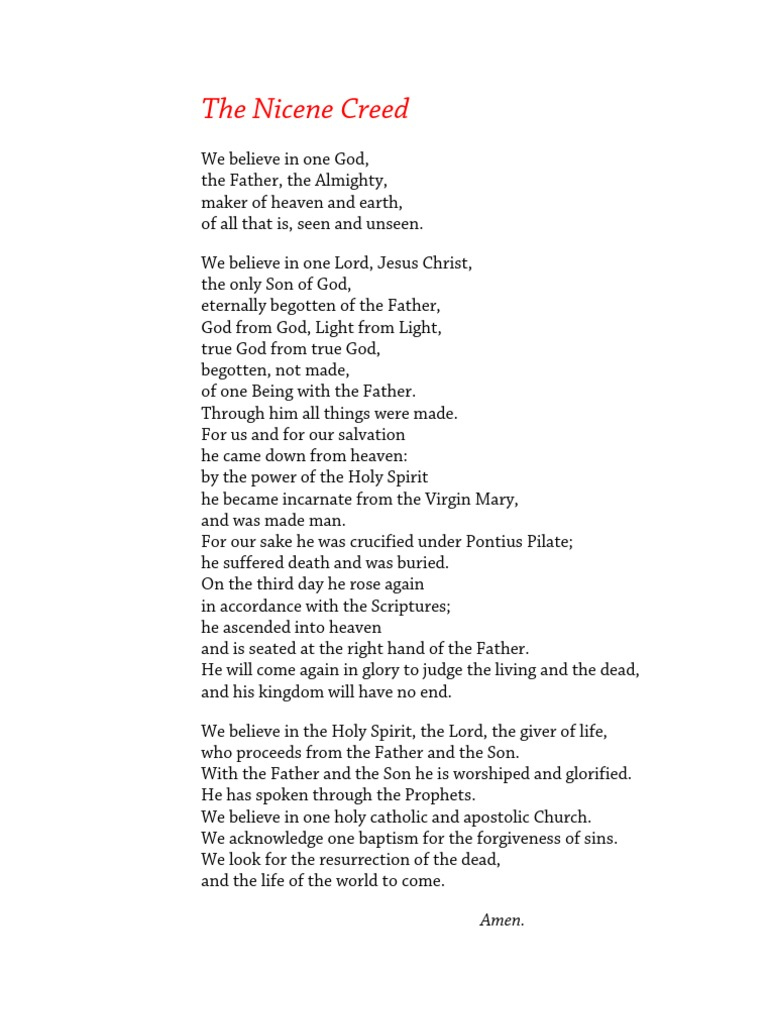 The Nicene Creed PDF The Nicene Creed PDF