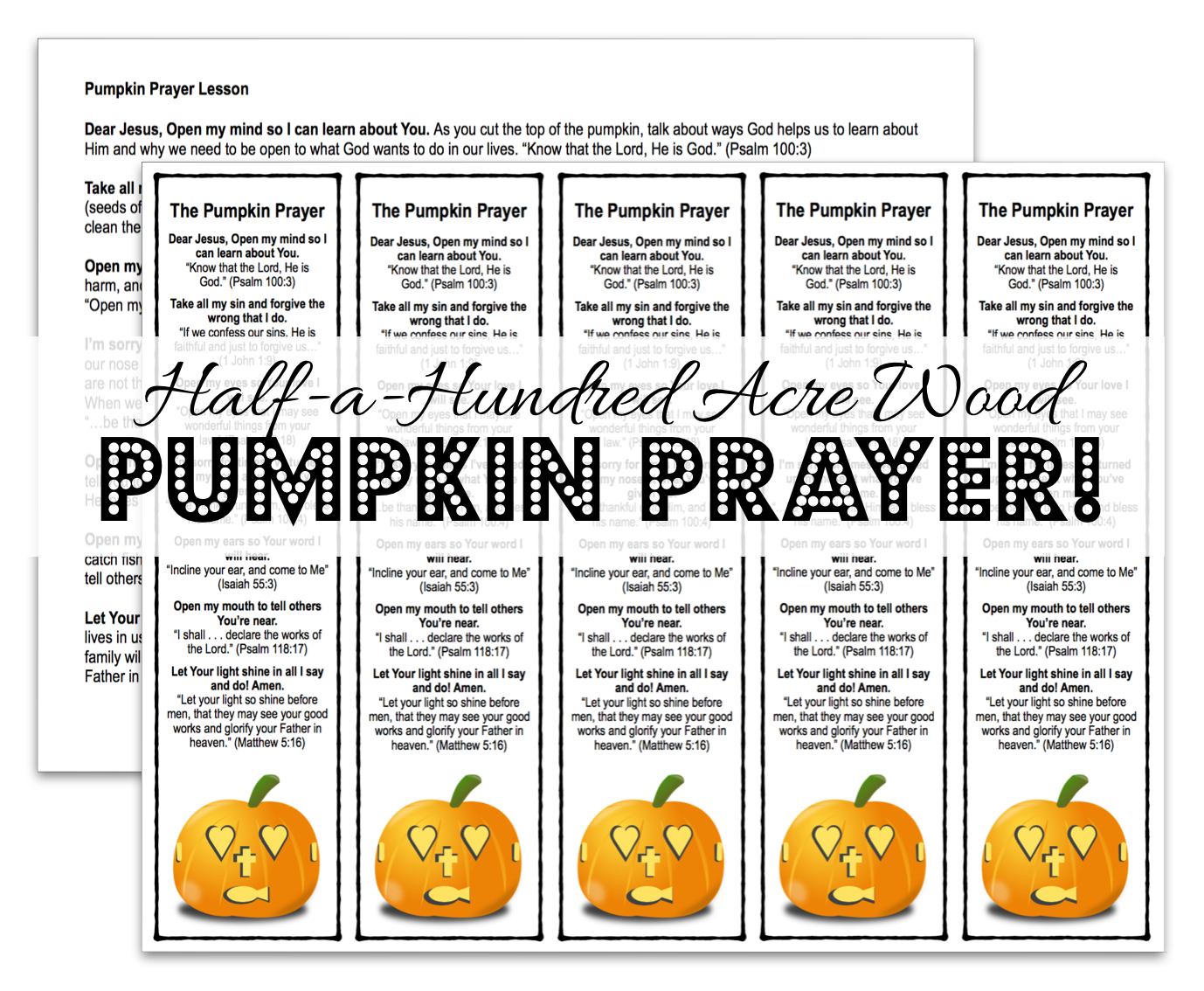 The Pumpkin Prayer Bookmarks and Lesson Printable : Half a The Pumpkin Prayer Bookmarks and Lesson Printable : Half a