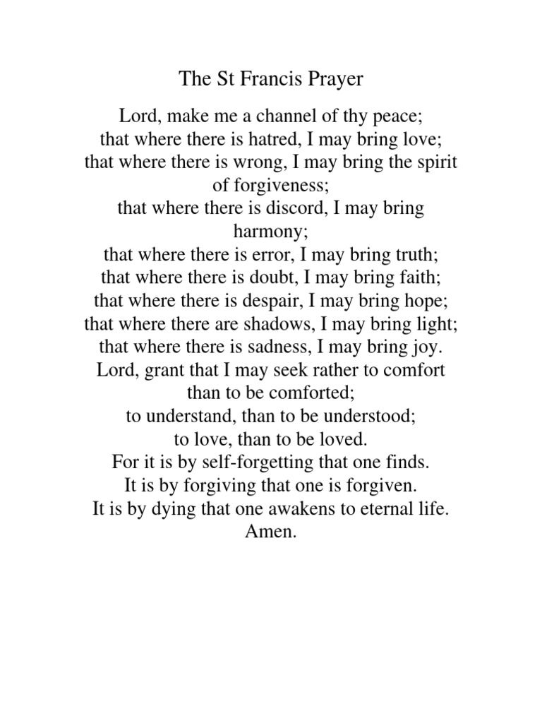 The ST Francis Prayer  PDF  Religion & Spirituality  Poetry