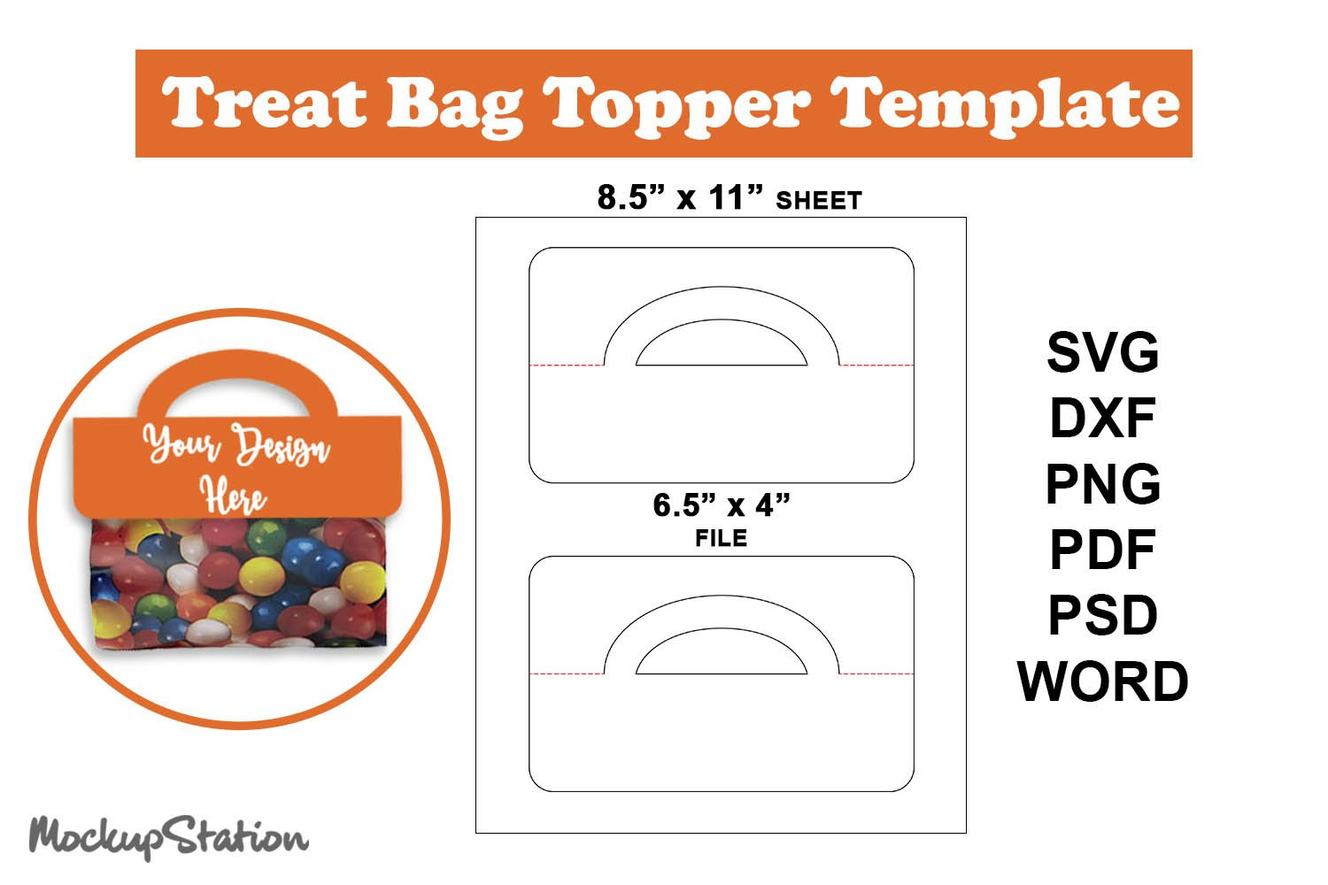 Treat Bag Topper Template SVG  Candy Bag Topper ()