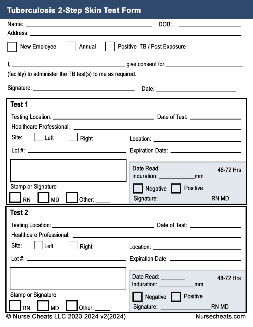 Two () Step Tuberculosis Test (Blank & Printable)