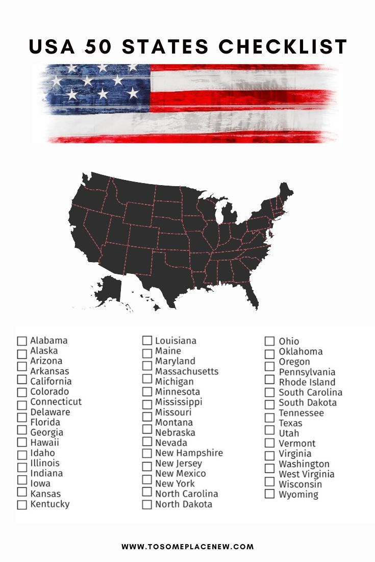 USA Bucket list  States Checklist + Free Printable