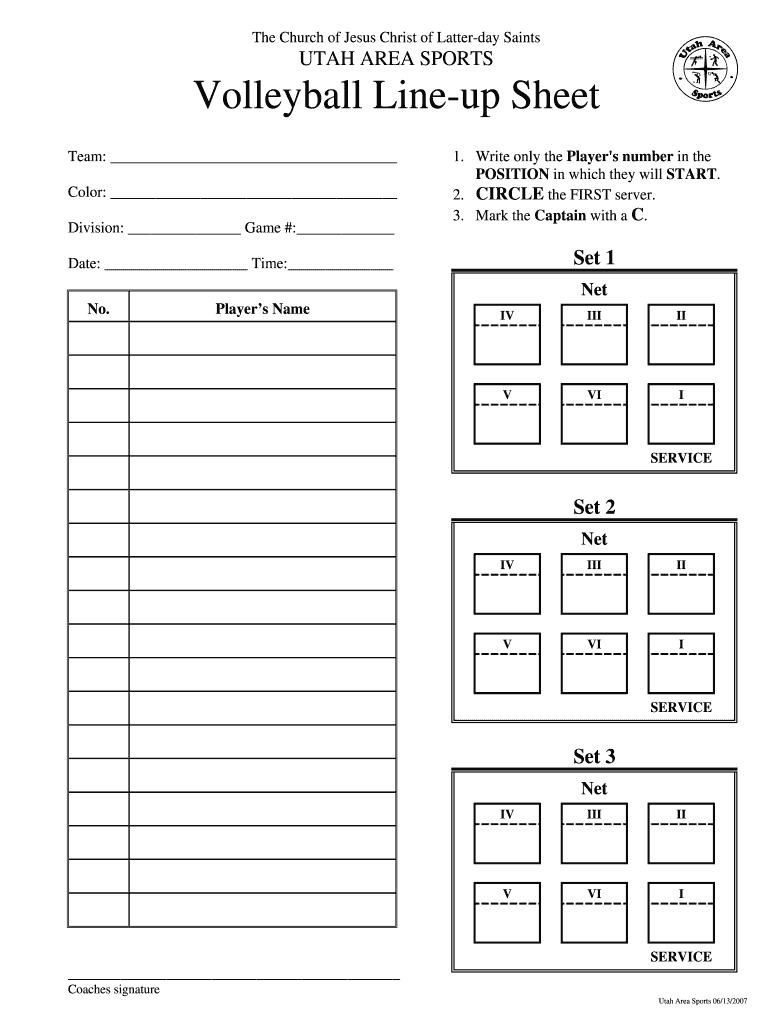 UT Area Sports Volleyball Line-up Sheet Form - Fill Online UT Area Sports Volleyball Line-up Sheet Form - Fill Online