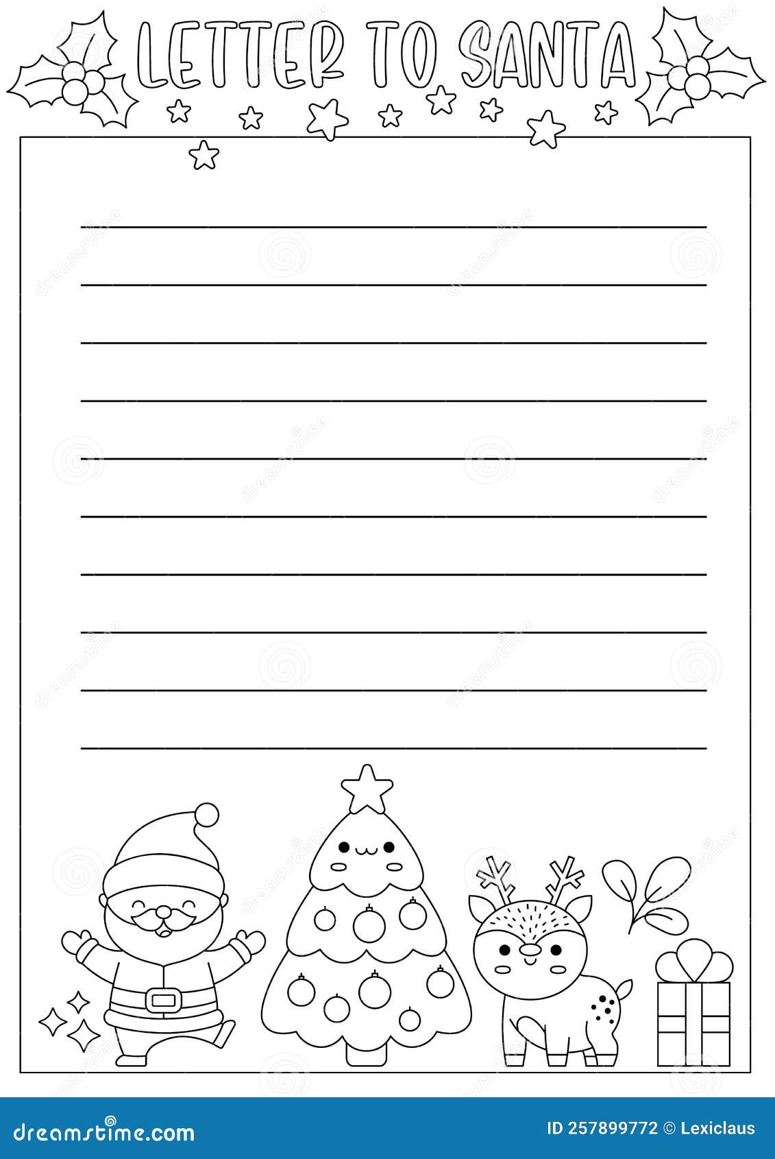 Vector Black and White Letter To Santa Claus Template Vector Black and White Letter To Santa Claus Template