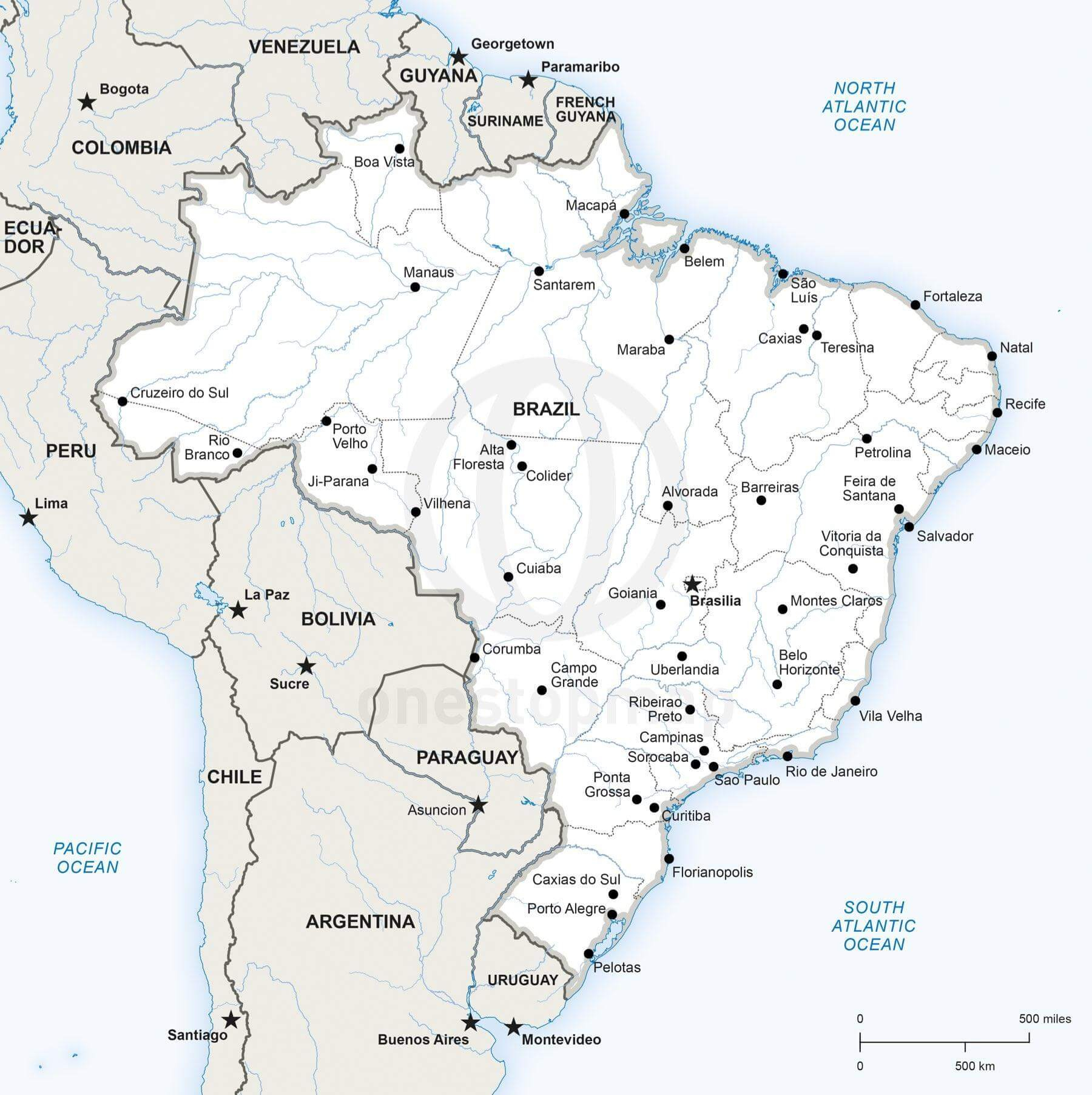 Vector Map of Brazil Political  One Stop Map