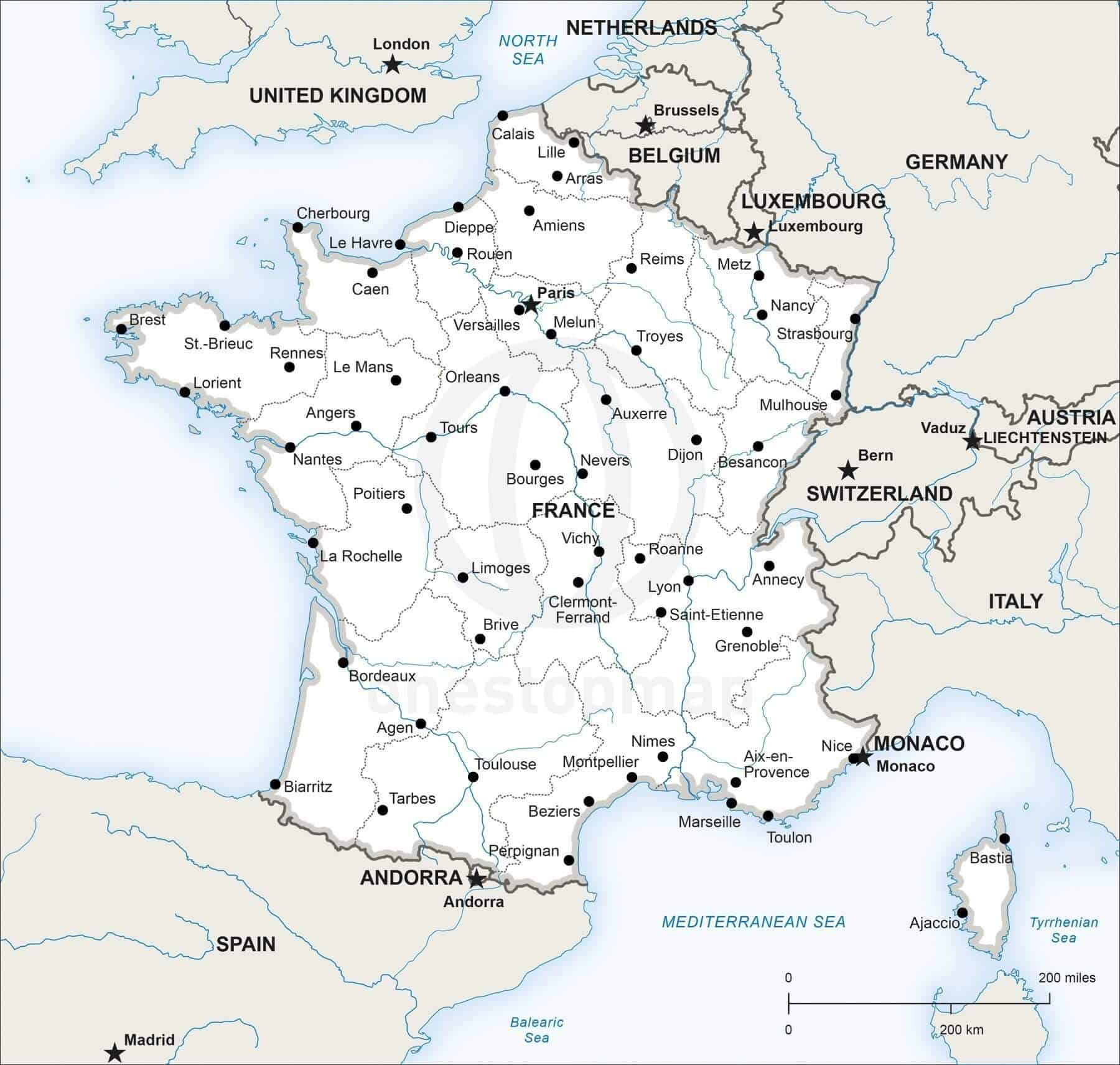 Vector Map of France Political One Stop Map Vector Map of France Political One Stop Map