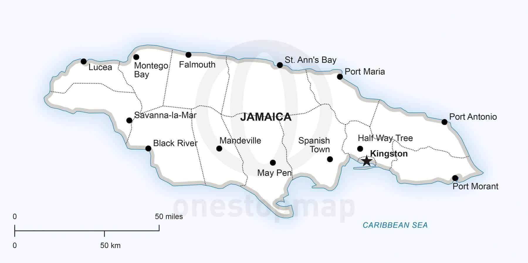 Vector Map of Jamaica Political  One Stop Map