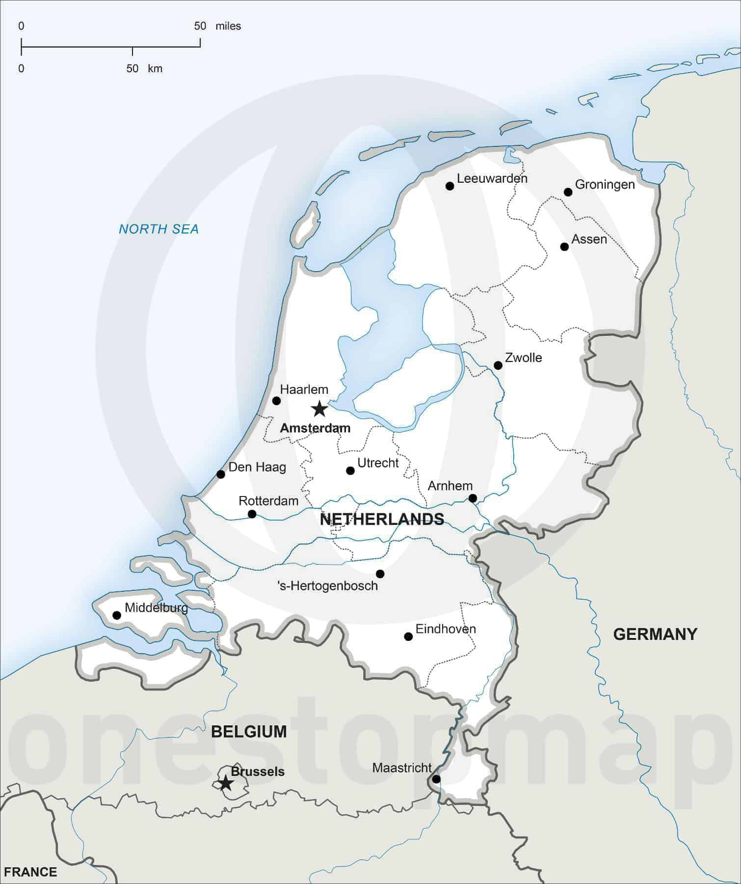 Vector Map of Netherlands Political  One Stop Map