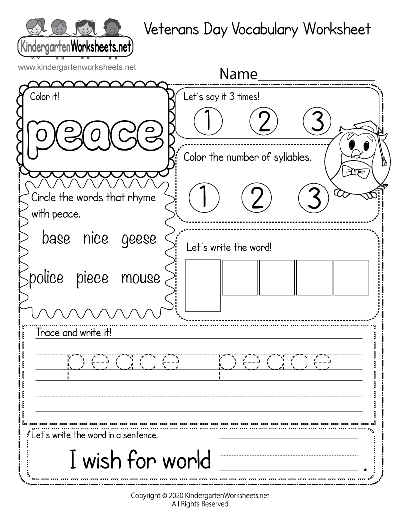 Veterans Day Vocabulary Worksheet - Free Printable, Digital, & PDF