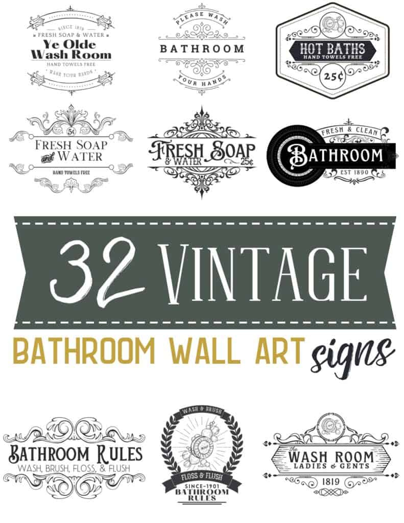 Vintage Bathroom Wall Art Free Printable Signs — Capturing