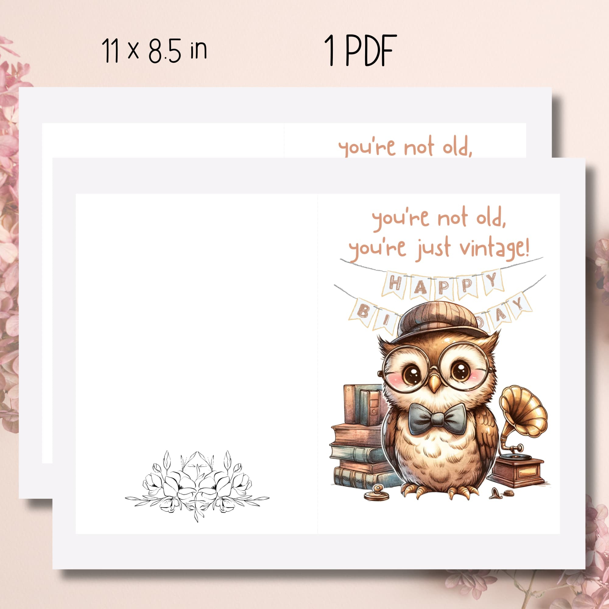Vintage Owl  Birthday Card for Best Friend - Free Download